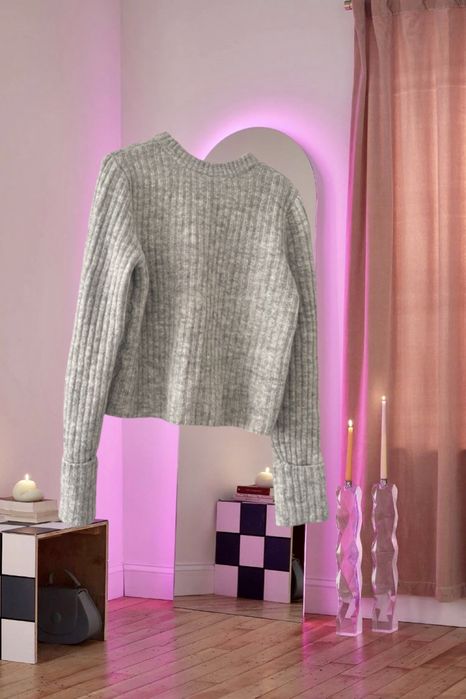 Ciepły śliczny sweter H&M szary