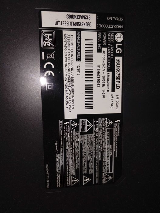 TV "LG" uszkodzona matryca
