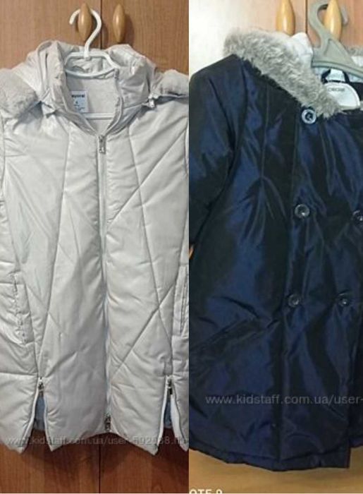 Куртки демисезон.(Теплая зима) флис, синяя 2-4 года, молочная 134-146