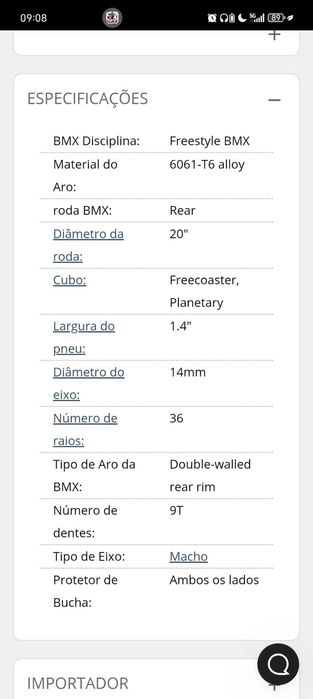 Bicicleta Roda BMX