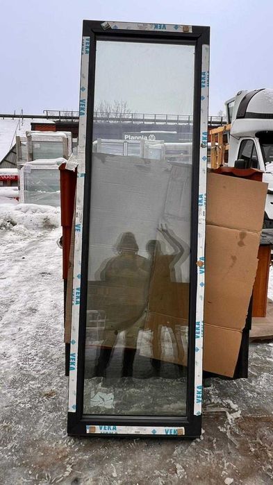 Nowe Okno VEKA FIX ok.720x ok.2270 Ciemnoszary Jedwab Dwustronny
