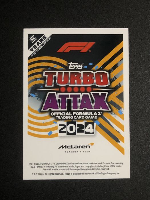 Lando Norris 2024 Topps Turbo Attax MGA 12 Papaya Limited Edition