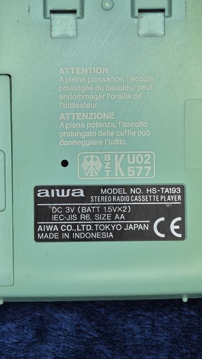 Вінтажний касетний плеєр Aiwa HS-TA193.