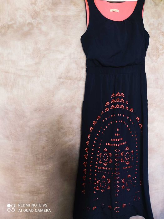 Плаття темно синє максі з кишенями