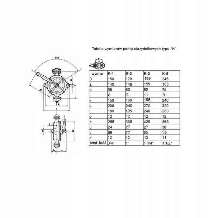 Pompa ręczna skrzydełkowa KN- 1 Mocna 3/4"