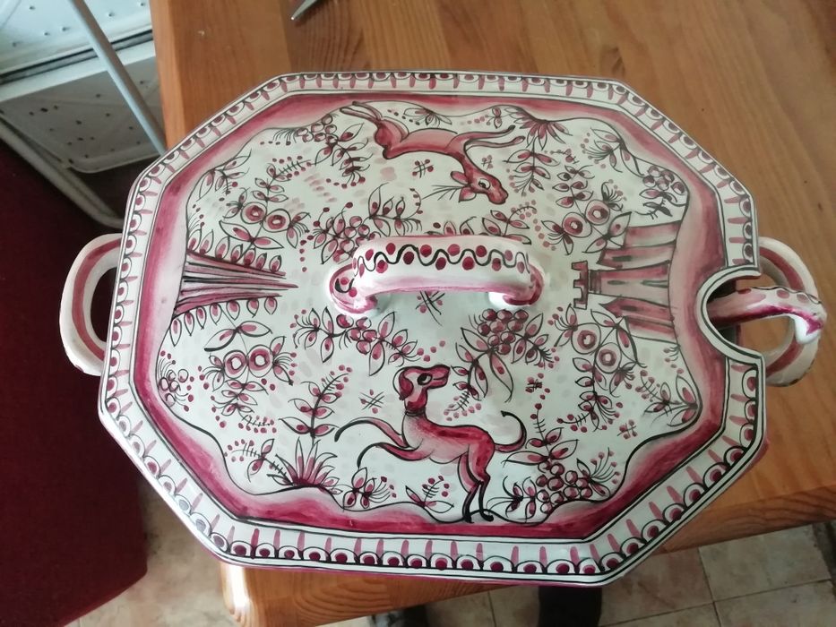 Terrina de louça pintada a mão para soupa ou decorativa