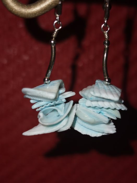 Kolczyki z muszelkami, niebieskie