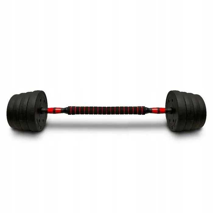 Hantle regulowane 2x20 bitumiczne z łącznikiem sztangą zestaw 40kg