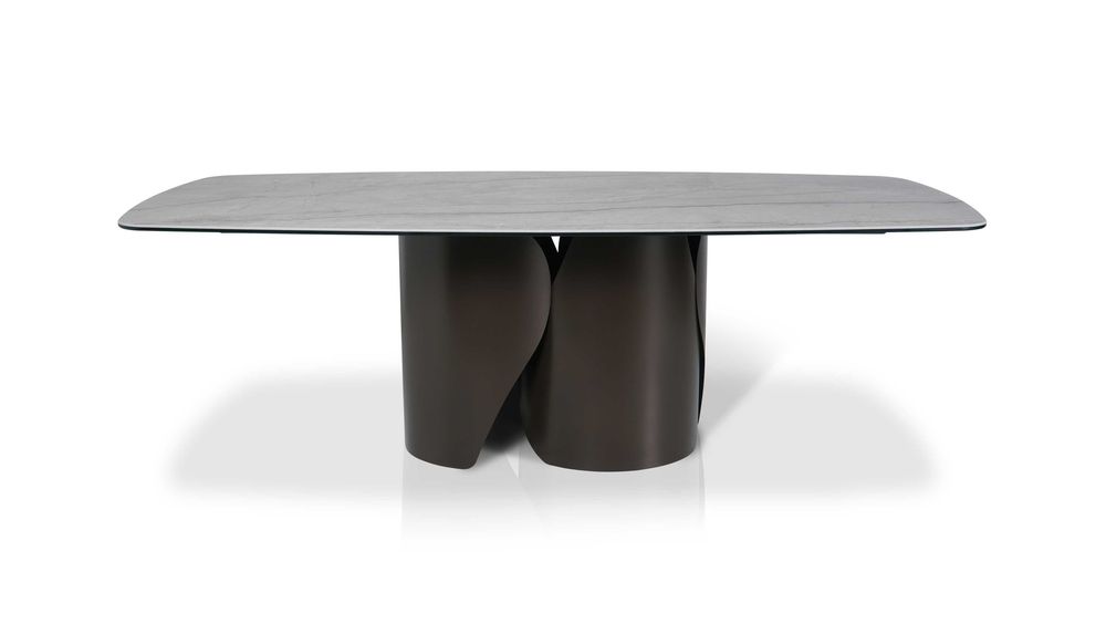 Designerski stół SEVEN spiek Silver Root Grey mat beczka premium