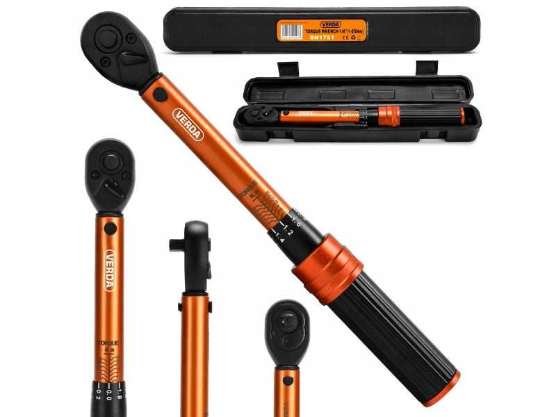 Klucz dynamometryczny 1/4" 1–25 Nm z blokadą i etui