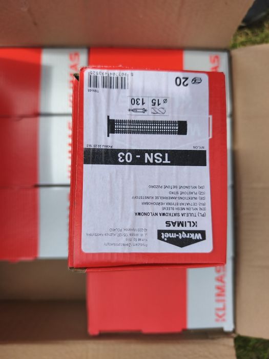 Tuleja siatkowa nylonowa Wkręt-Met / Klimas TSN-03, 15 × 130 mm, 160 szt. Nowe
