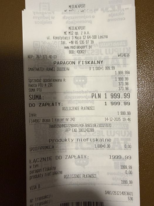 Huawei watch 5 gwarancja