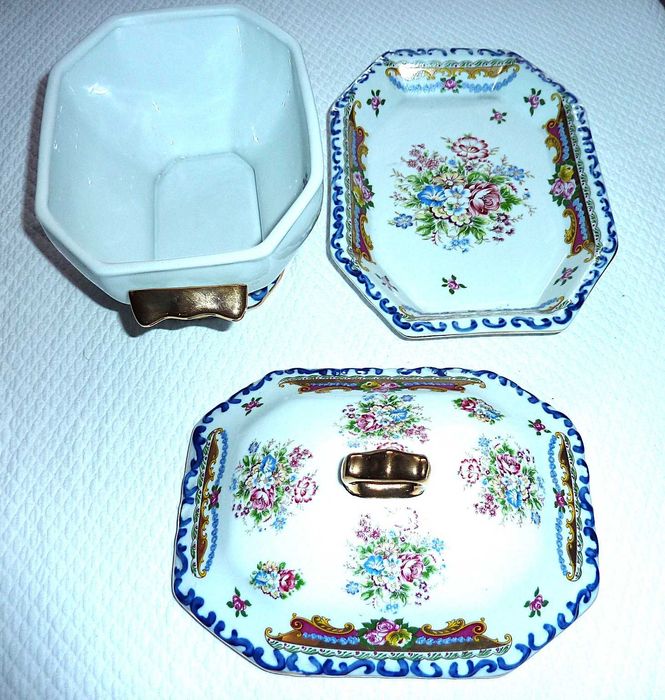 Terrina de porcelana francesa estilo Limoge