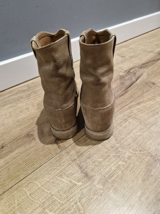 Buty skórzane botki na platformie