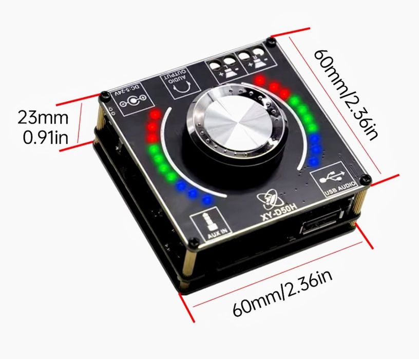 HI-FI Stereo B.T. płyta  wzmacniacza 2x50W z Music Rhythm Light.