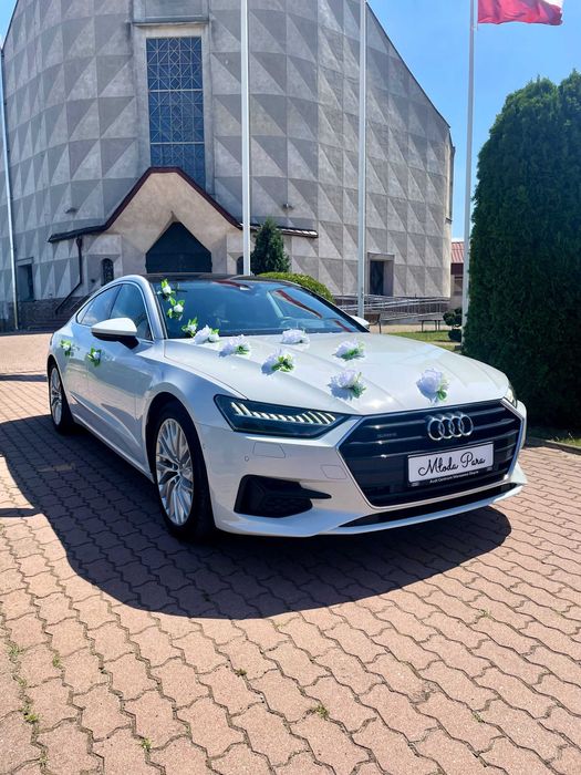 Audi Nowe A7 Premium - Auto na Twój Ślub Wesele Biały Samochód Wynajem