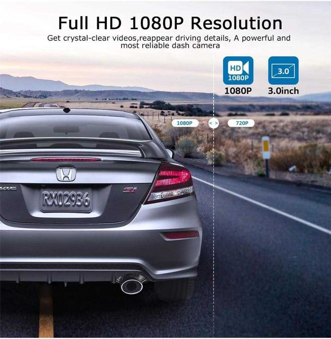 Câmara de vídeo para carro (Dash camera)1080P Full HD