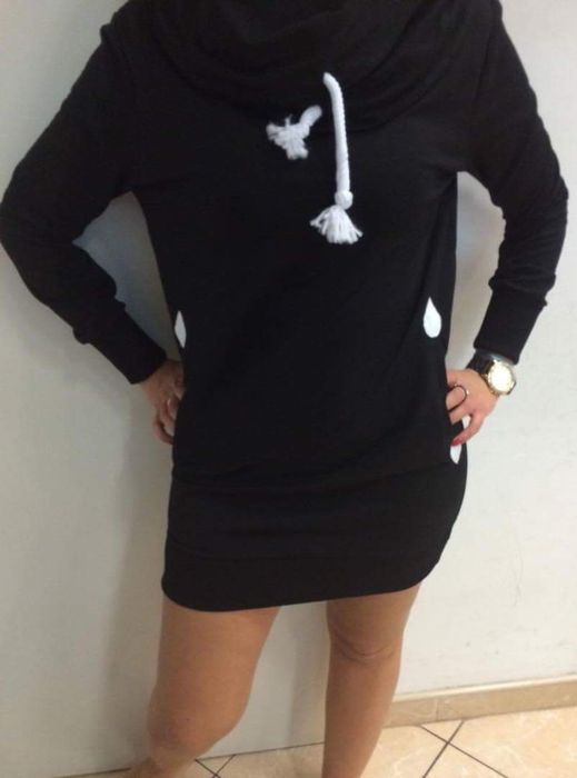 Czarna bluza tunika komin rozmiar uniwersalny