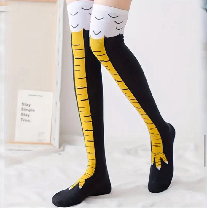 Різдвяні високі шкарпетки/носки/панчохи/гольфи з малюнком курячі лапки