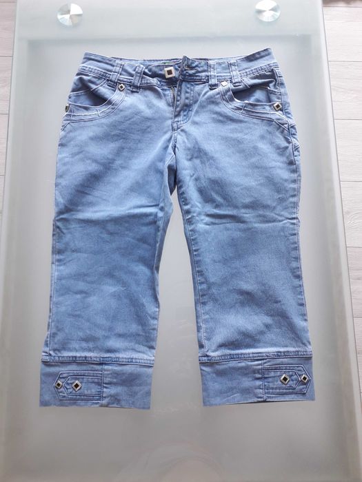 dżinsowe jeansowe spodnie  3/4 M