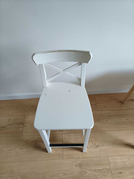 Stołek barowy z oparciem IKEA INGOLF (Biały)
