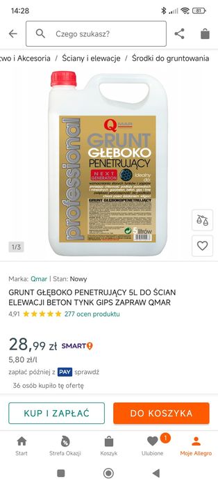 Grunt głęboko penetrujacy 5L do ścian elewacji  4sztuki