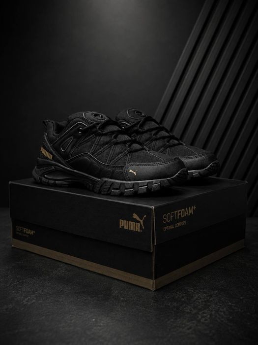 Чоловічі кросівки puma tactical black Шкіряні мужські кросовки puma Чоловічі красовки пума Кожані красовки