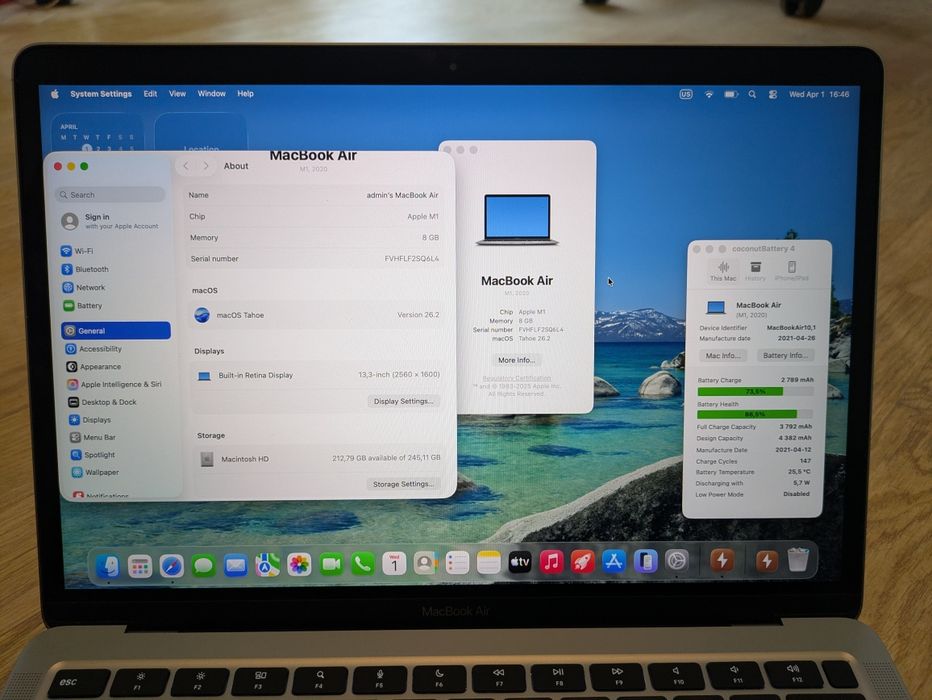 MacBook Air M1, 2021, 13", 8/256  ГБ, гарний стан.