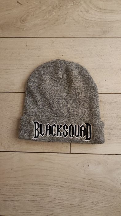 Czapka zimowa Basic szara popielata z napisem blacksquad h&m