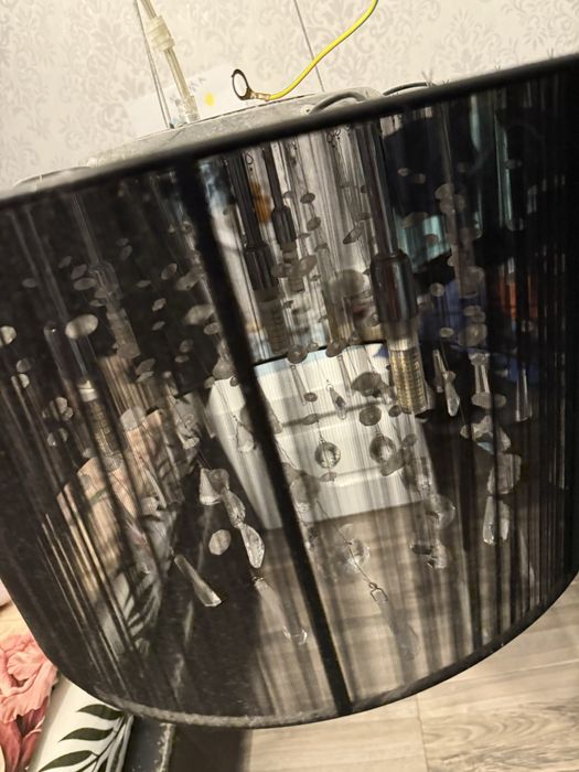 Zyrandol Massive Glamour czarny , kryształki