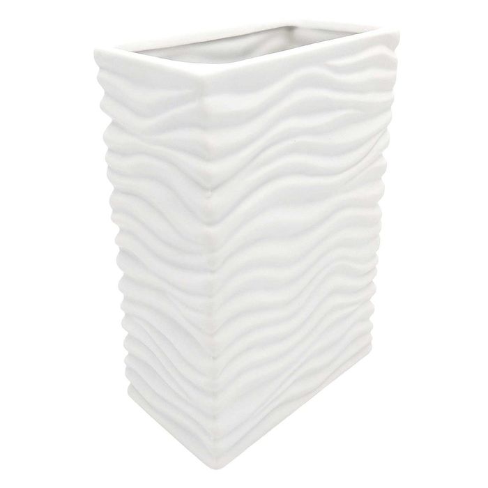Wazon na kwiaty biały duży flakon ceramiczny prostokątny 23cm