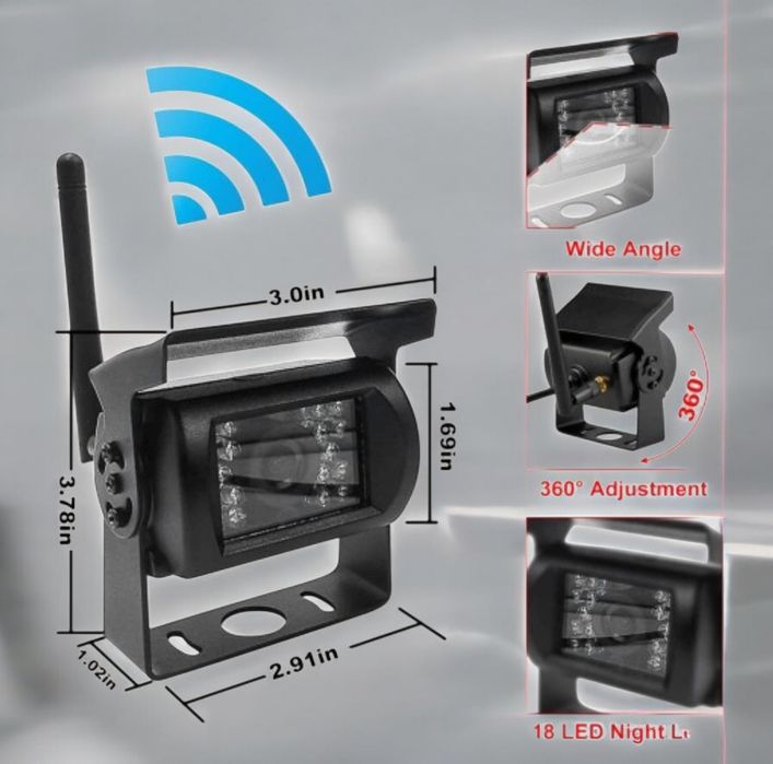 KAMERA + MONITOR 7" zestaw bezprzewodowy 12/24V Wózek widłowy itd -50%