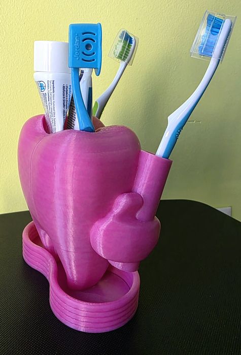 Suporte Escovas de Dentes Infantil Rosa – Dente Feliz 3D