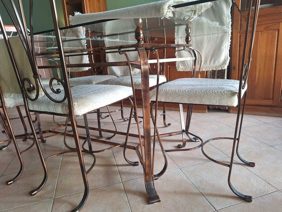 Mesa de Jantar em Ferro e Vidro Temperado 200x100 cm
