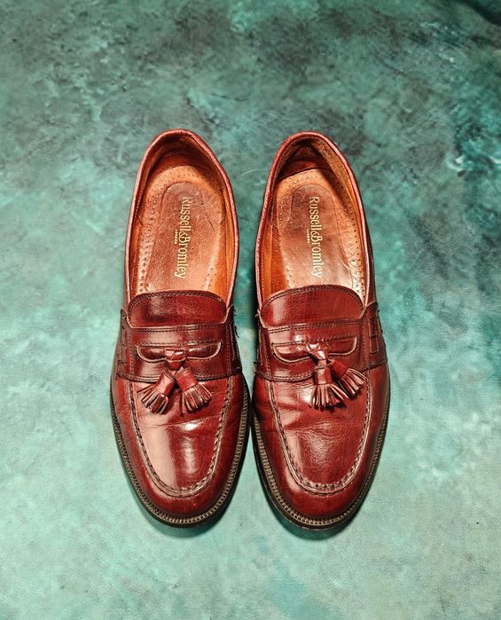 Luksusowe czerwono-bordowe loafers Russell & Bromley 44,5 - Made in Italy - Stan świetny