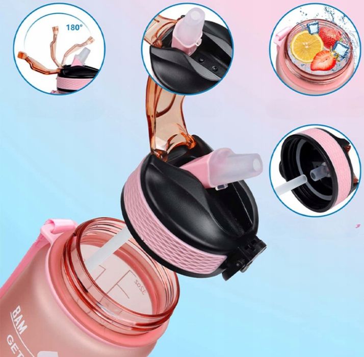 Butelka z silikonową słomką