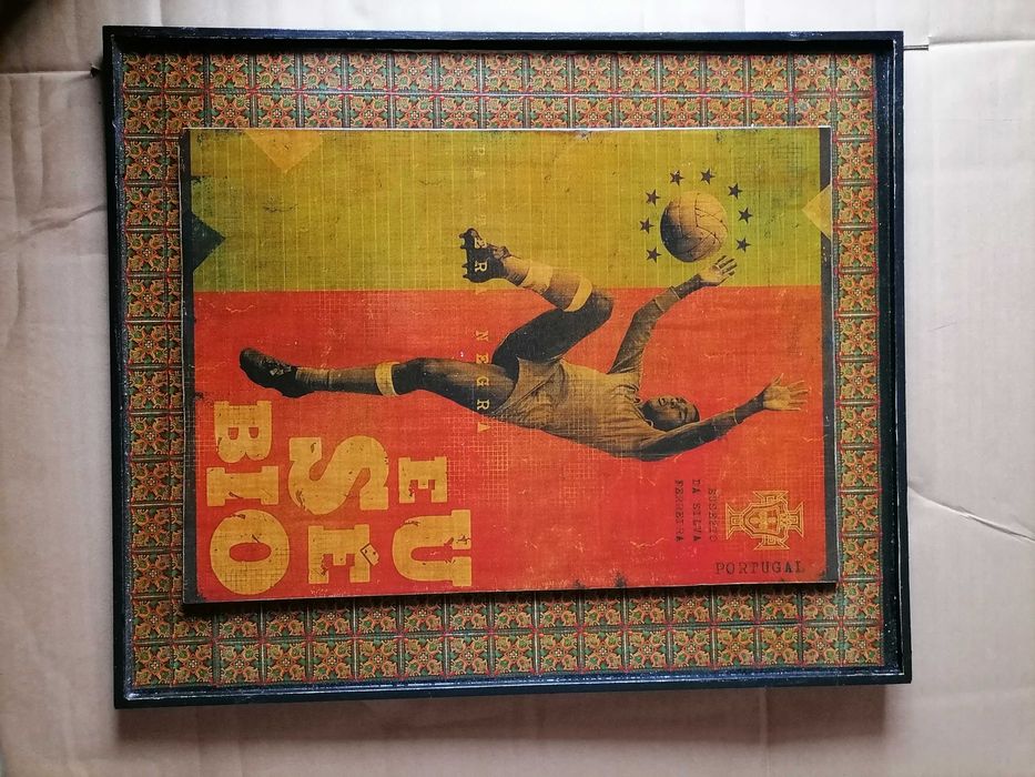 EUSÉBIO Pantera Negra 1962 Foto Incrustada Verniz Mate Moldura 47x 40