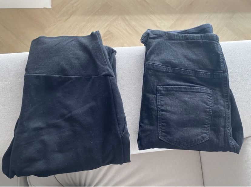 2x Spodnie ciążowe dresy i jeansy H&M rozm L