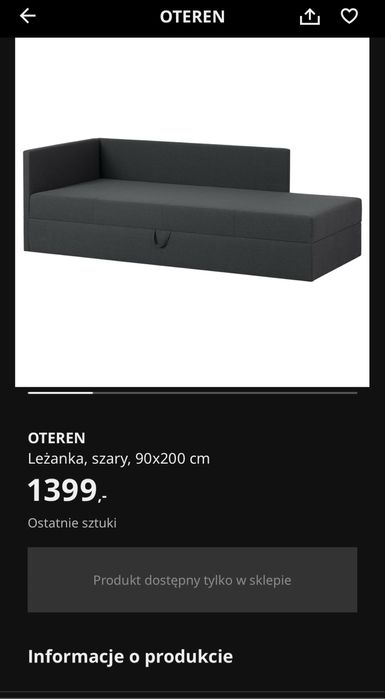 Leżanka szara 90x200