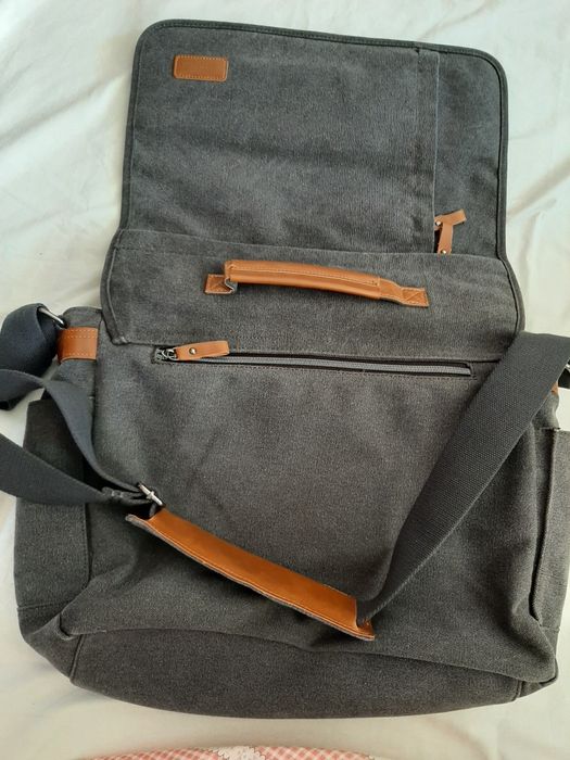 torba na ramię, płótno, szara