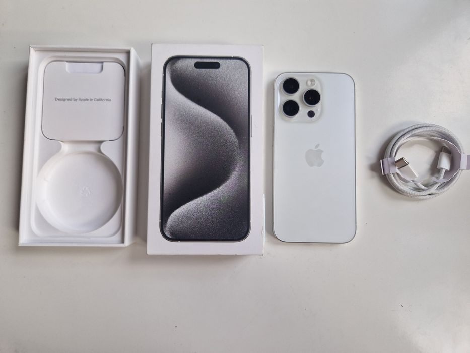 Iphone 15 Pro 100% Kondycji Baterii White Titanium Warszawa
