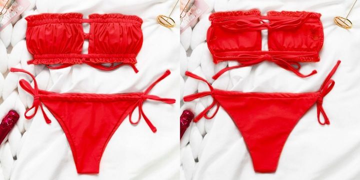 Strój Kąpielowy Dwuczęściowy Sexy Bikini Brazylijskie Marszczona Opask