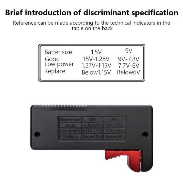 Універсальний цифровий тестер батарей BT-168D