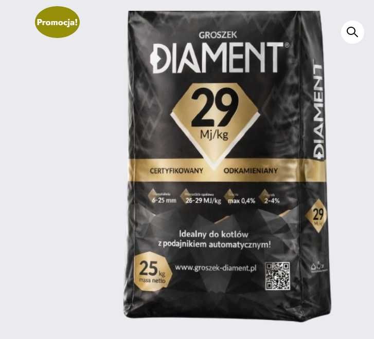 Węgiel groszek DIAMENT 29MJ/kg z dowozem