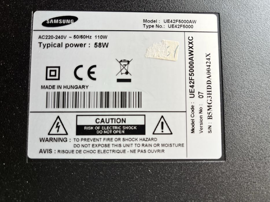 Tv 42” samsung UE42F5000AW