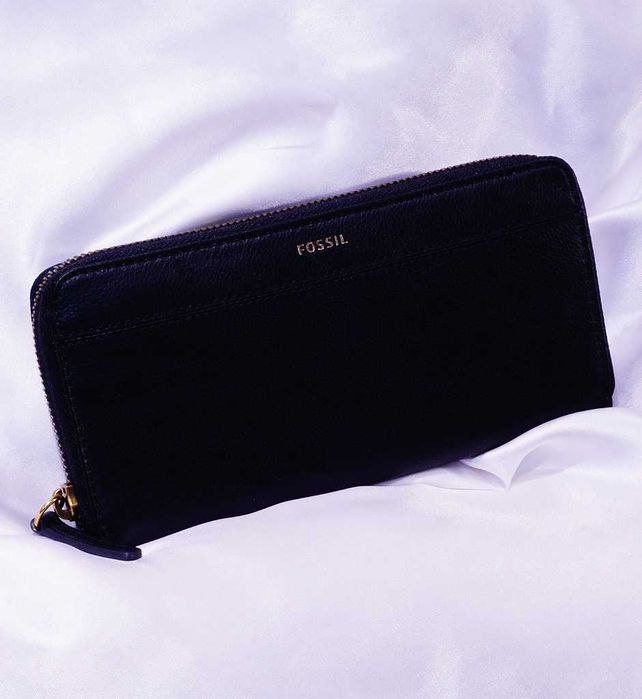FOSSIL portfel Tiegan damski duży czarny skórzany furla michael kors ochnik guessburberry