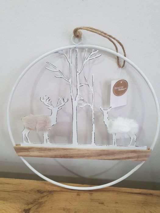 Zawieszka koło z leśnym motywem metalowe Boltze 30cm