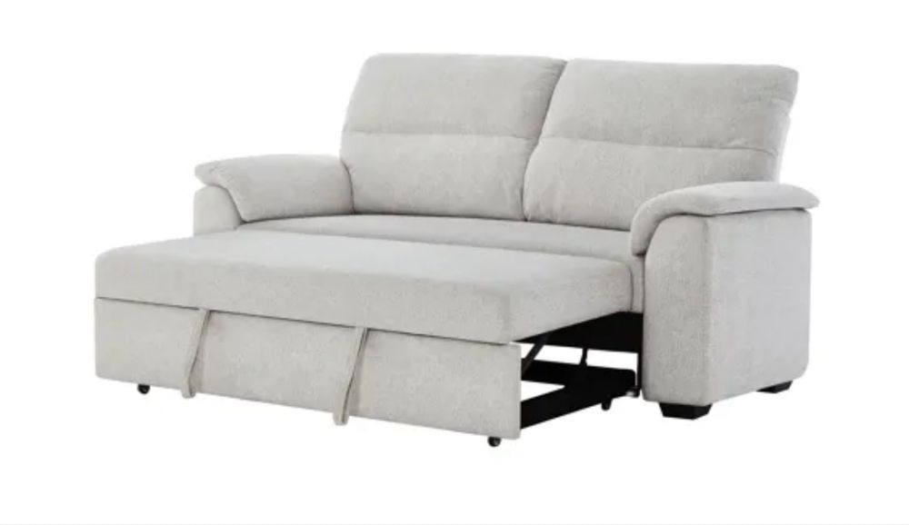 Sofá cama em cor cinza claro