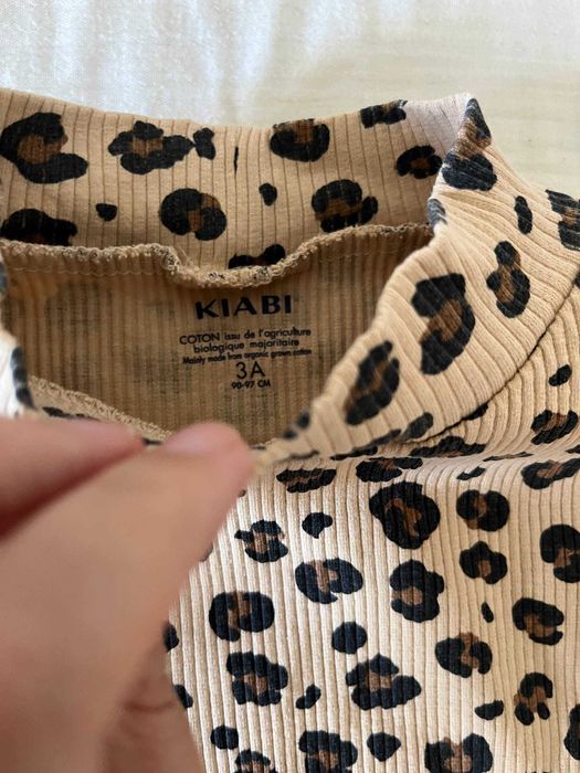 Camisola Kiabi de gola alta canelada com padrão leopardo, 3 anos