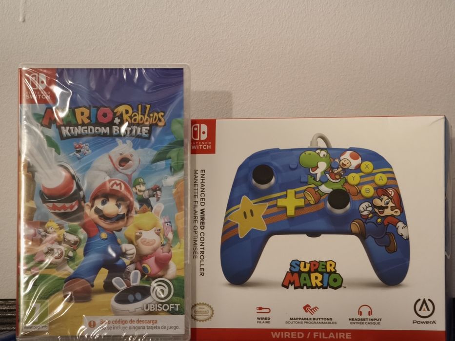 Nintendo Switch Comando com fio Super Mario Mushroom Kingdom Friends + Jogo Código para descarga Mario Rabbids Kingdom Battle Selado